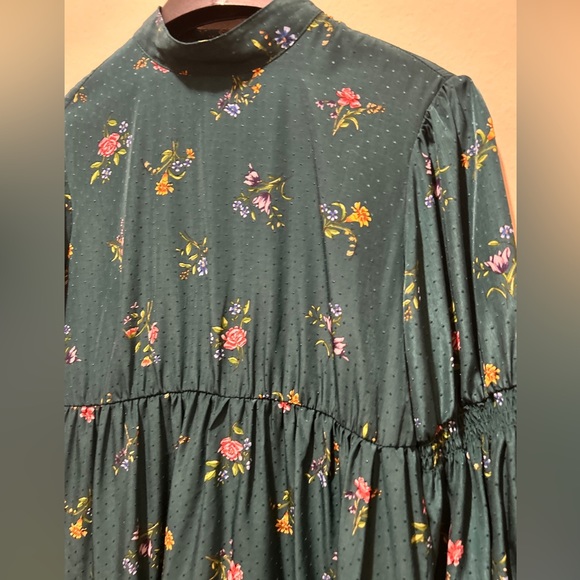 ZARA GreenPrint Mini Floral Dress Size S High Neck NWT. - Picture 8 of 10